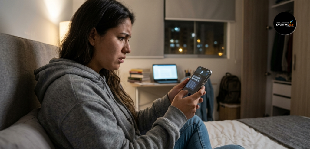 mujer siendo victima de Sextorsión