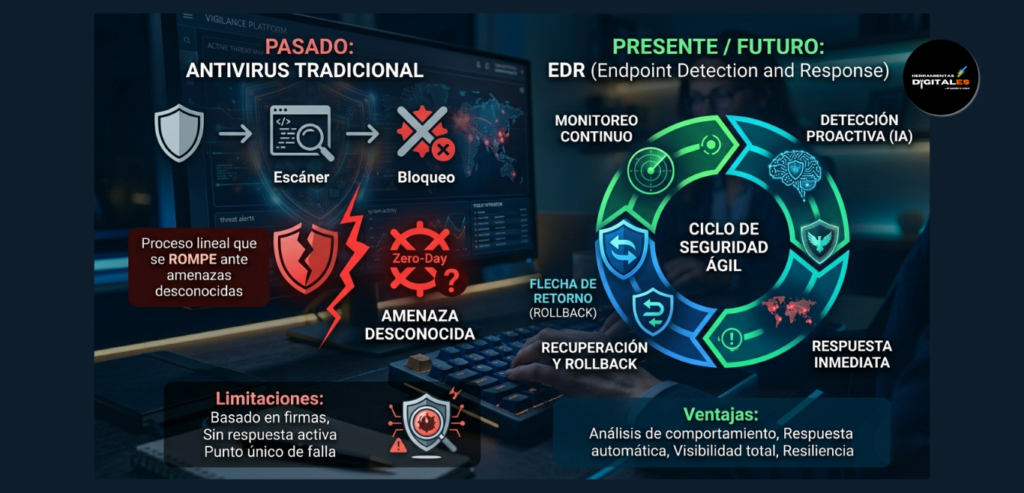 infografia sobre la difeencia entre EDR y antivirus