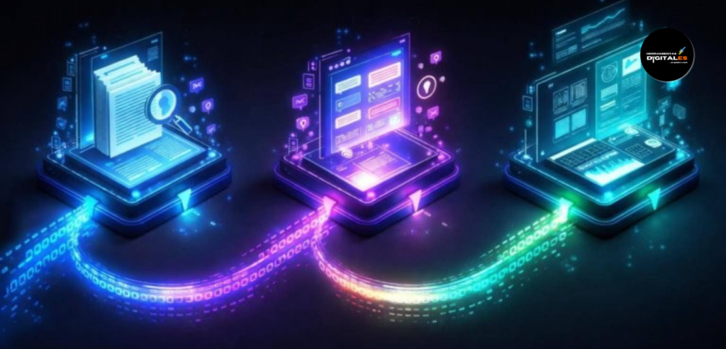 Infografía sobre Prompt Chaining en ia generativa avanzada, mostrando cómo los resultados de un prompt alimentan al siguiente para resolver tareas complejas.