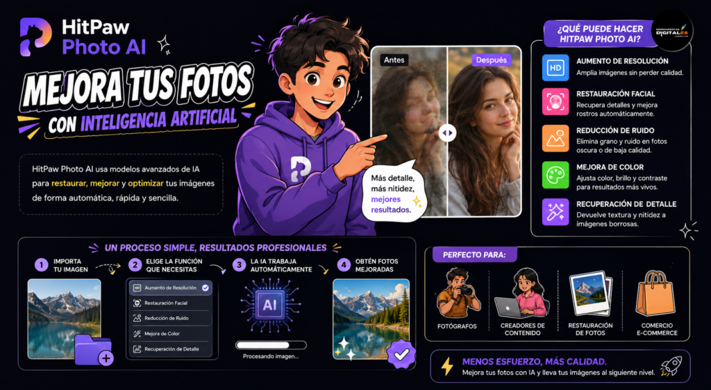 HitPaw Photo AI, mejora fotos gran  herramieta para mejorar imágen 