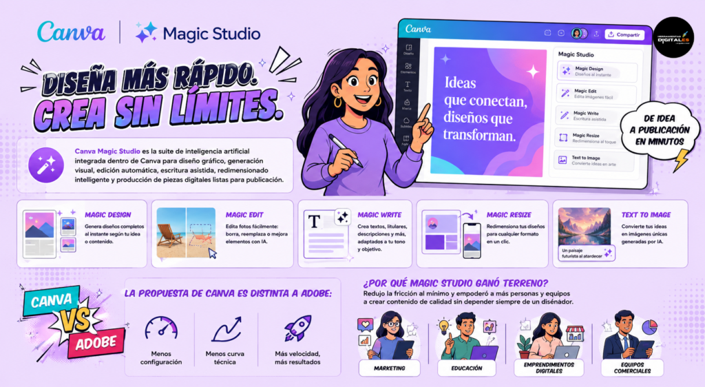 Canva magic Studio es la conexión con la IA de Canva esta poderosa herramienta qiue democratizó el diseño gráfico 