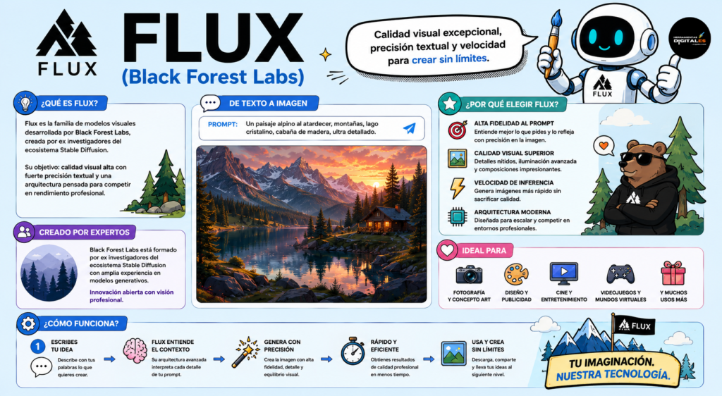 Flux es una plataforma de creacion de imagenes de alta calidad y velocidad