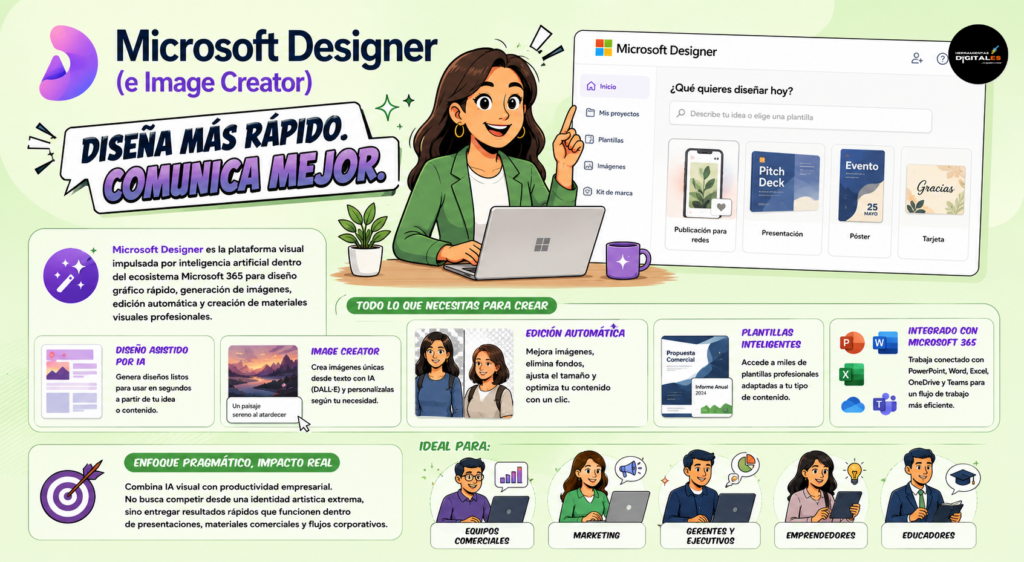 Microsfoft Designer diesños mas rapidos con alta calidad.