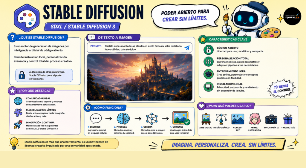 Stable Diffusion plataforma de creacion de im,agenes realistas