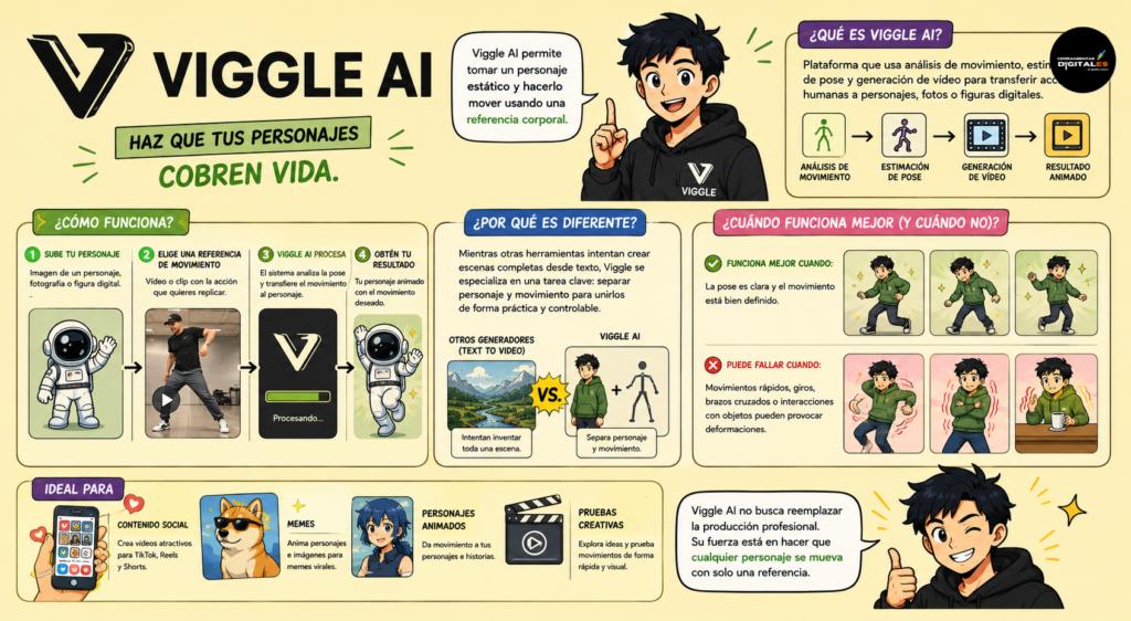 : Plataforma de inteligencia artificial para animación de personajes mediante transferencia de movimiento, captura corporal y vídeos expresivos para redes sociales.