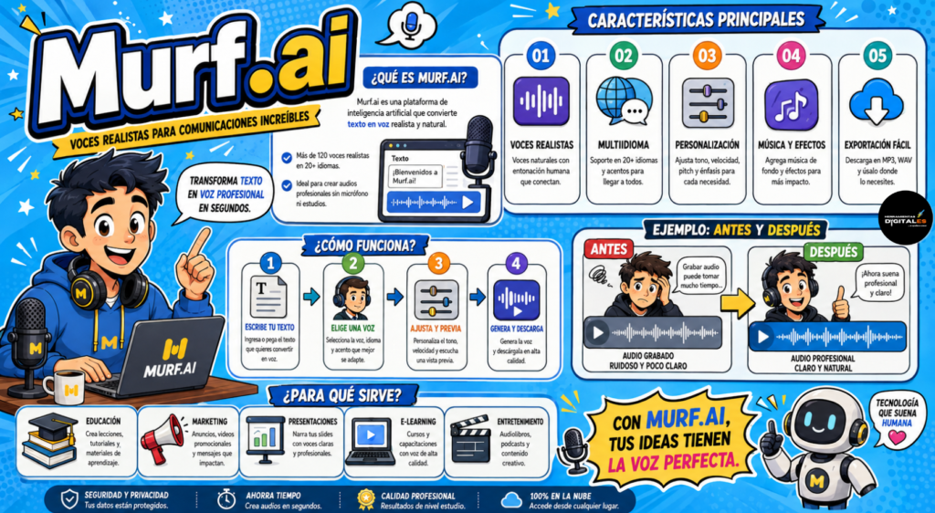 Murf..AI otro de las plataformas para el tratamiento de audio generado con  IA