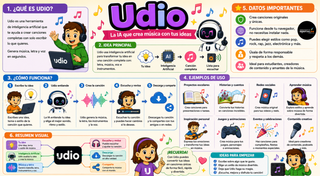 Udio plataforma similar a Suno IA que permite crear música original.